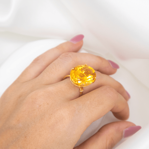 Anello Cocktail con quarzo citrino